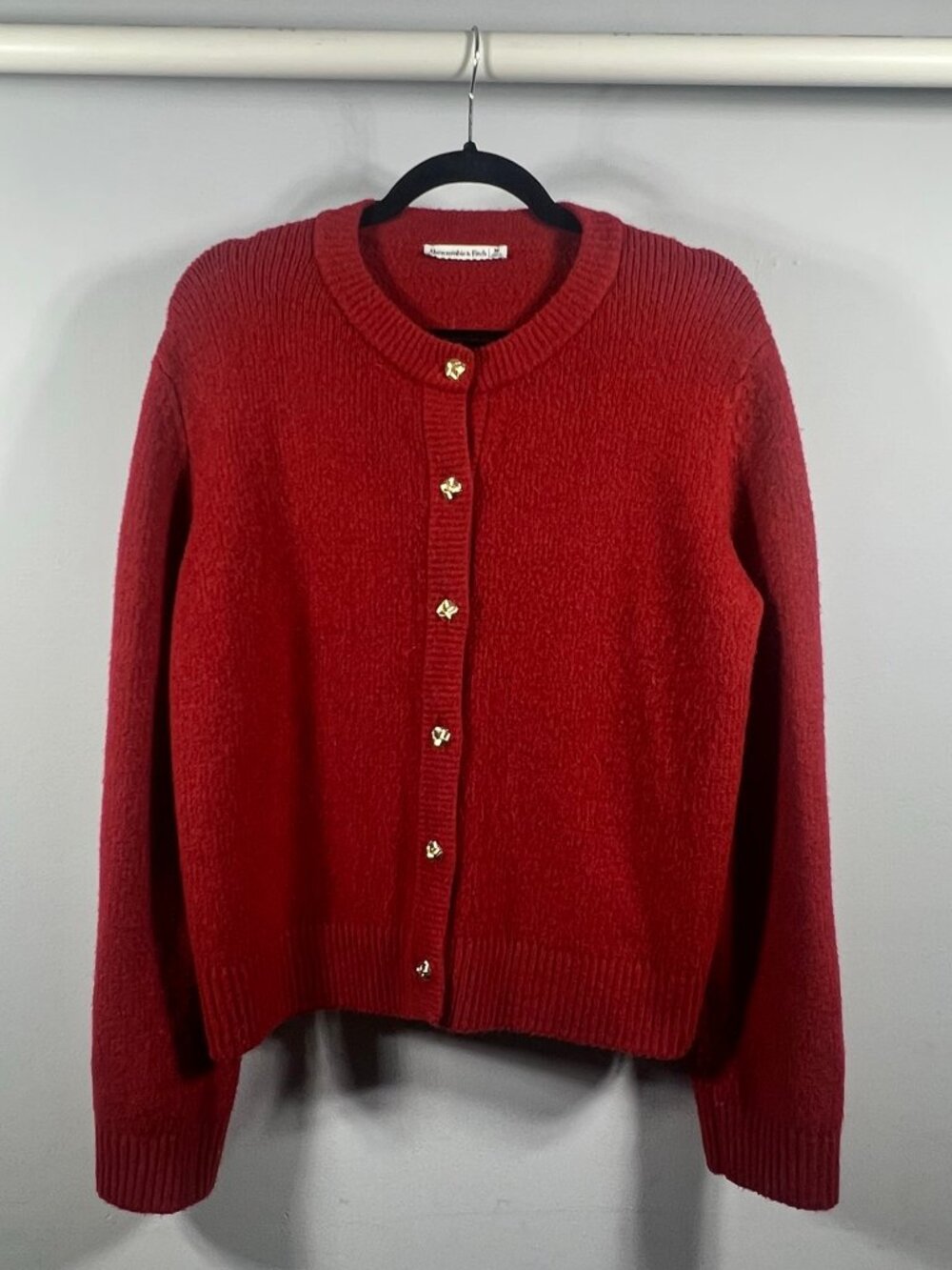 Abercrombie Fitch Sweater Womens Ribbed Knit Cardigan M Cozy Coquette Preppy